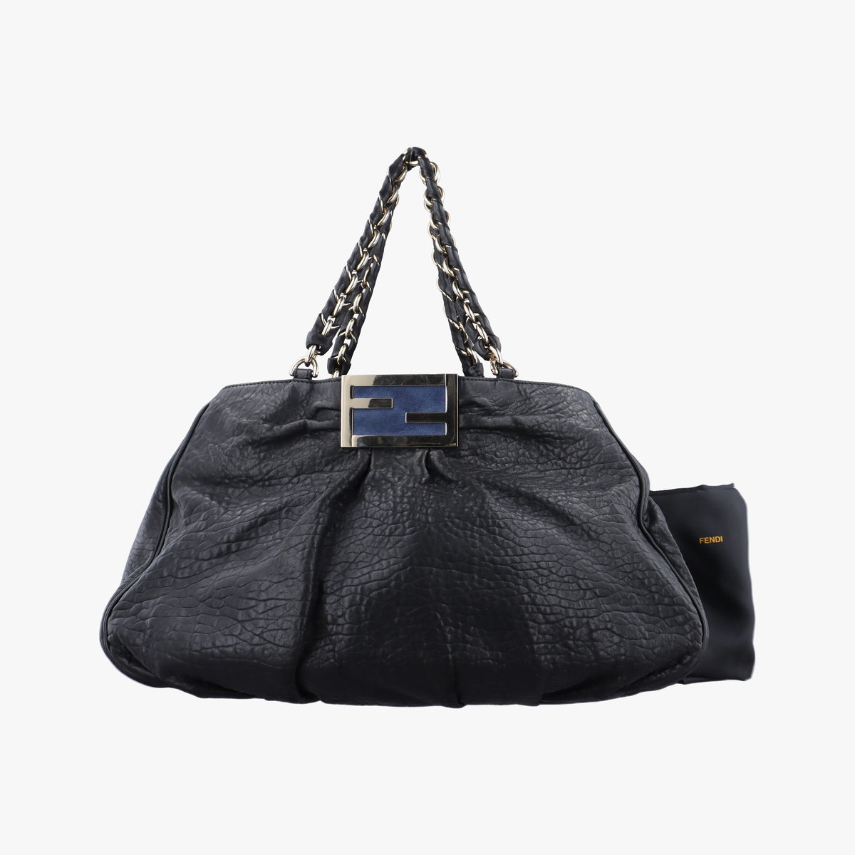 Pre-owned Fendi Mia Black Leather 8BR616 shoulderbag | stylenewstar