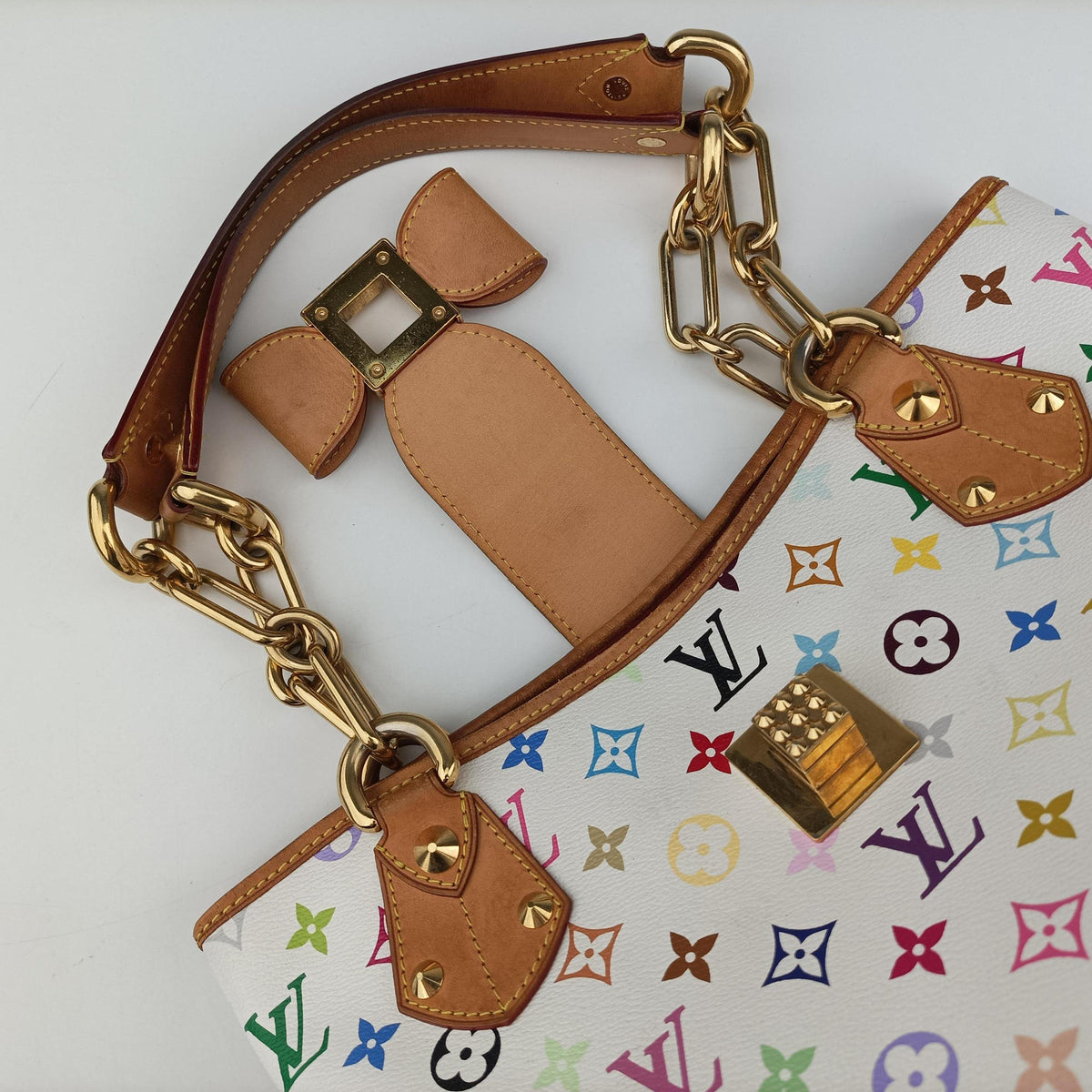 Pre-owned Louis Vuitton ANNIE MM white Monogram Multicolor M40307 shoulderbag | stylenewstar