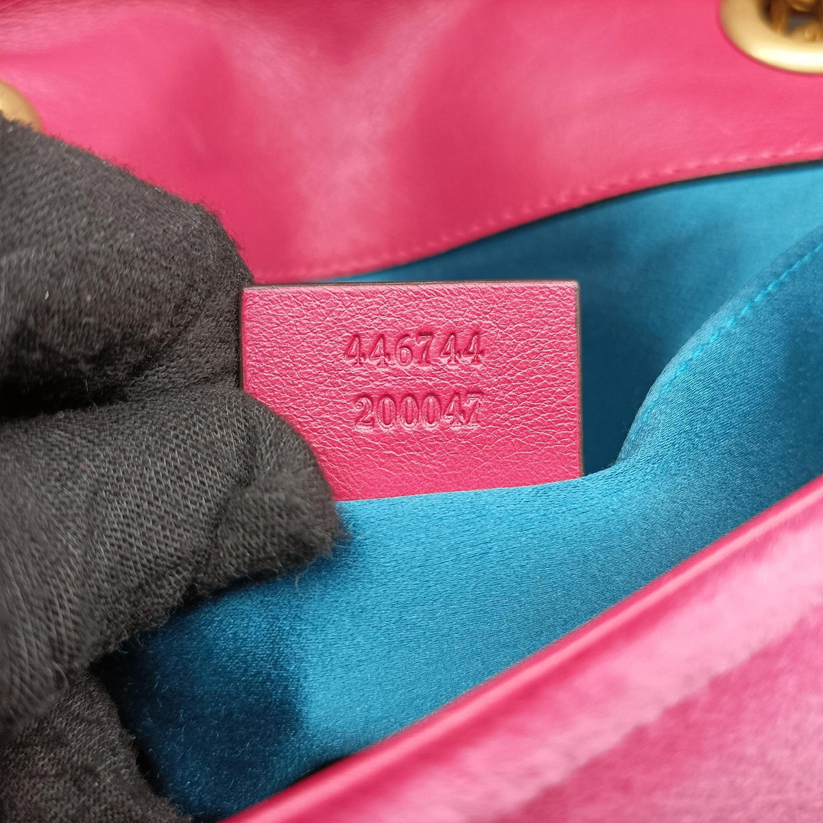 Pre-owned Gucci GG Marmont Rose velour 446744 shoulderbag | stylenewstar