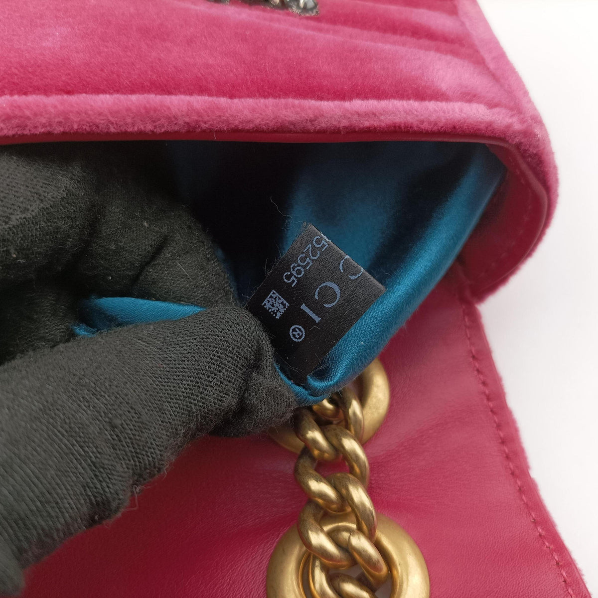 Pre-owned Gucci GG Marmont Rose velour 446744 shoulderbag | stylenewstar
