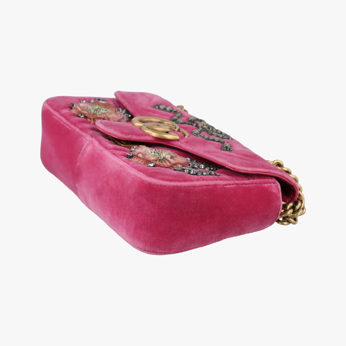 Pre-owned Gucci GG Marmont Rose velour 446744 shoulderbag | stylenewstar