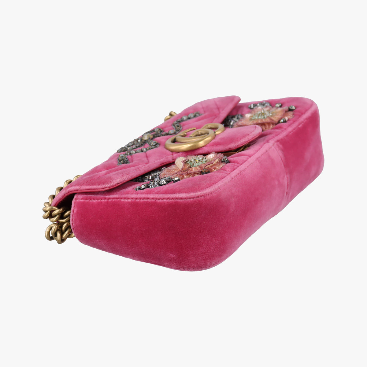 Pre-owned Gucci GG Marmont Rose velour 446744 shoulderbag | stylenewstar