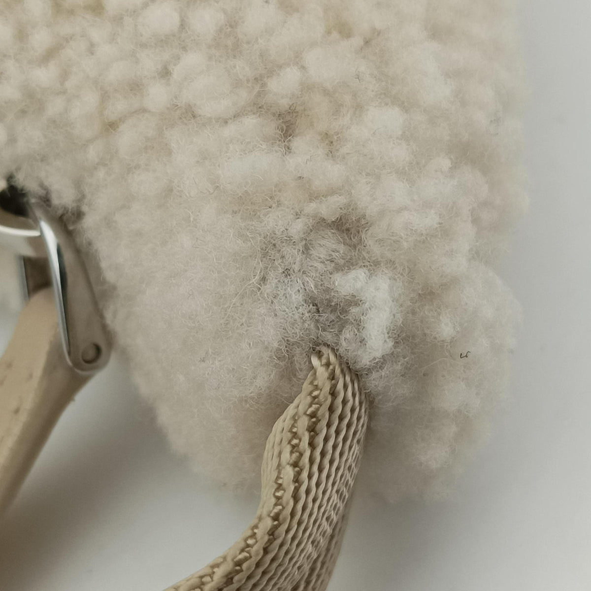 Pre-owned Prada Re-Edition 2000 Beige Sheep Fur 1NE515 shoulderbag | stylenewstar