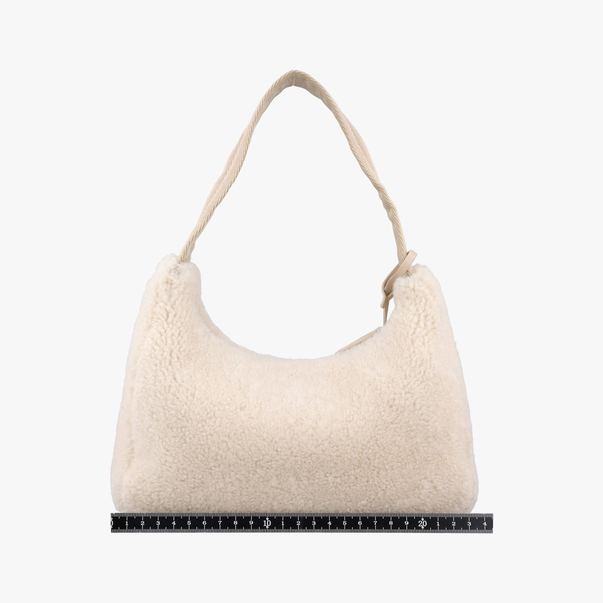 Pre-owned Prada Re-Edition 2000 Beige Sheep Fur 1NE515 shoulderbag | stylenewstar