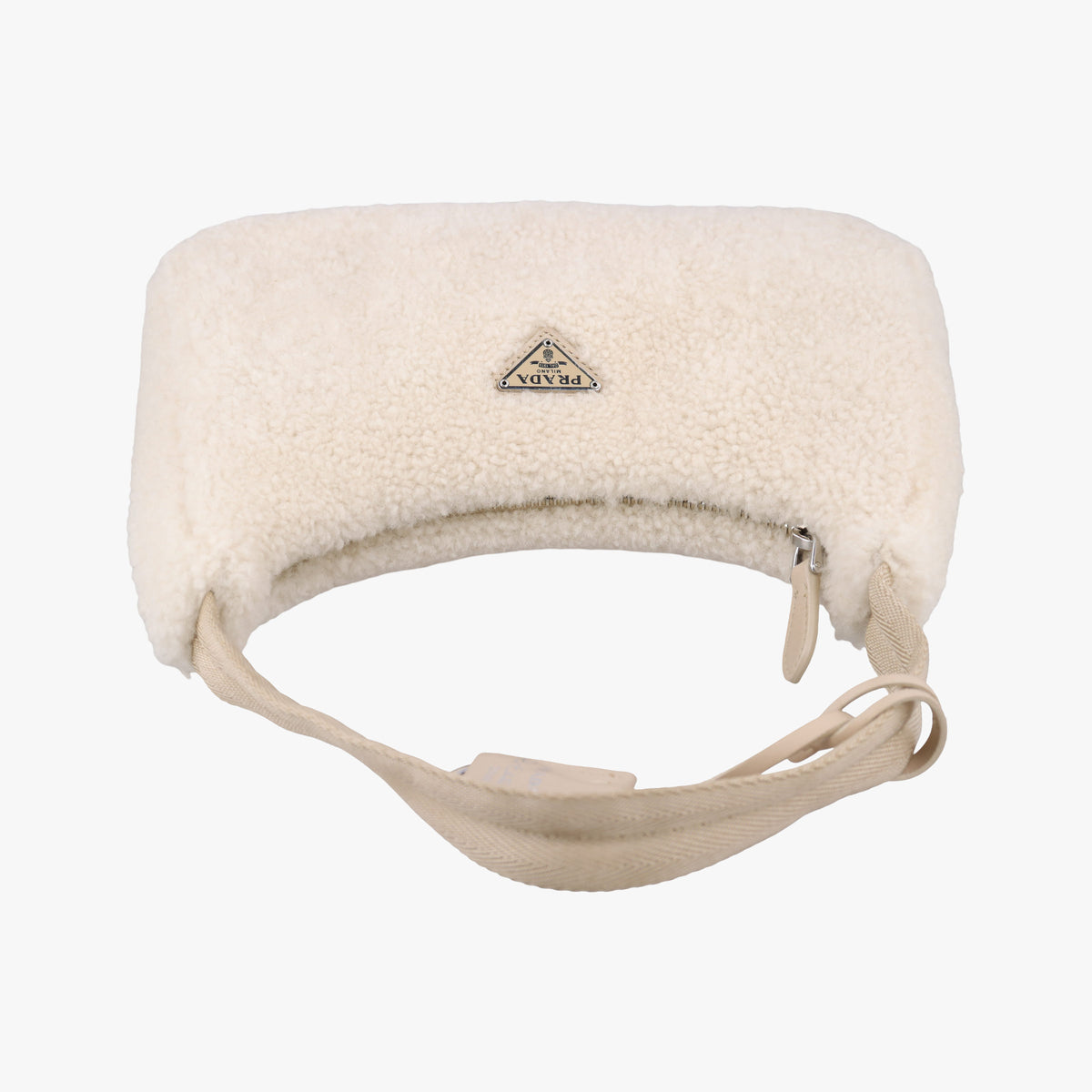 Pre-owned Prada Re-Edition 2000 Beige Sheep Fur 1NE515 shoulderbag | stylenewstar
