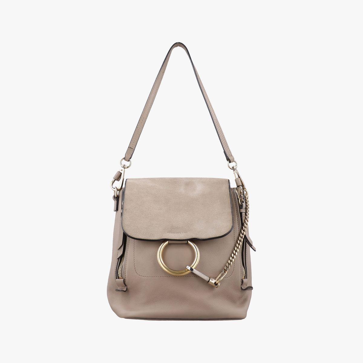 Pre-owned Chloe FAYE mini Grey Suede × leather  backpack/rucksack | stylenewstar
