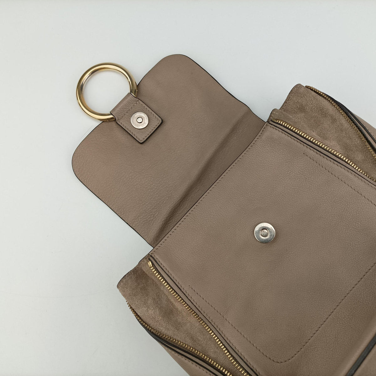 Pre-owned Chloe FAYE mini Grey Suede × leather  backpack/rucksack | stylenewstar