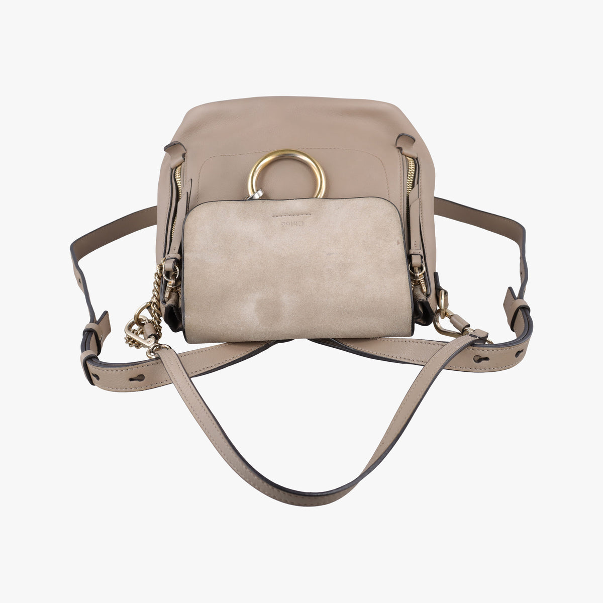 Pre-owned Chloe FAYE mini Grey Suede × leather  backpack/rucksack | stylenewstar