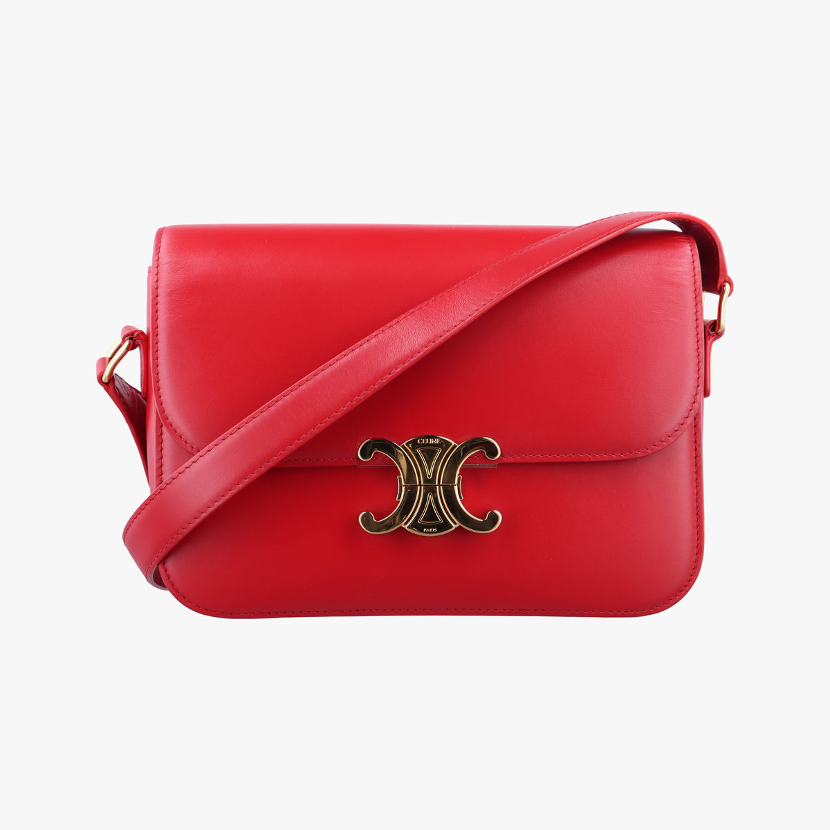 Vintage Celine Teen Triomphe Red Leather  shoulderbag | stylenewstar