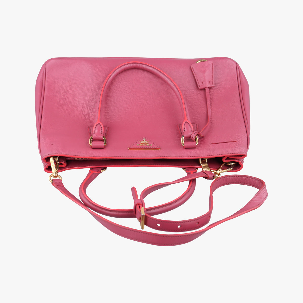 Pre-owned Prada Galleria Pink SAFFIANO Leather BN1786 shoulderbag | stylenewstar
