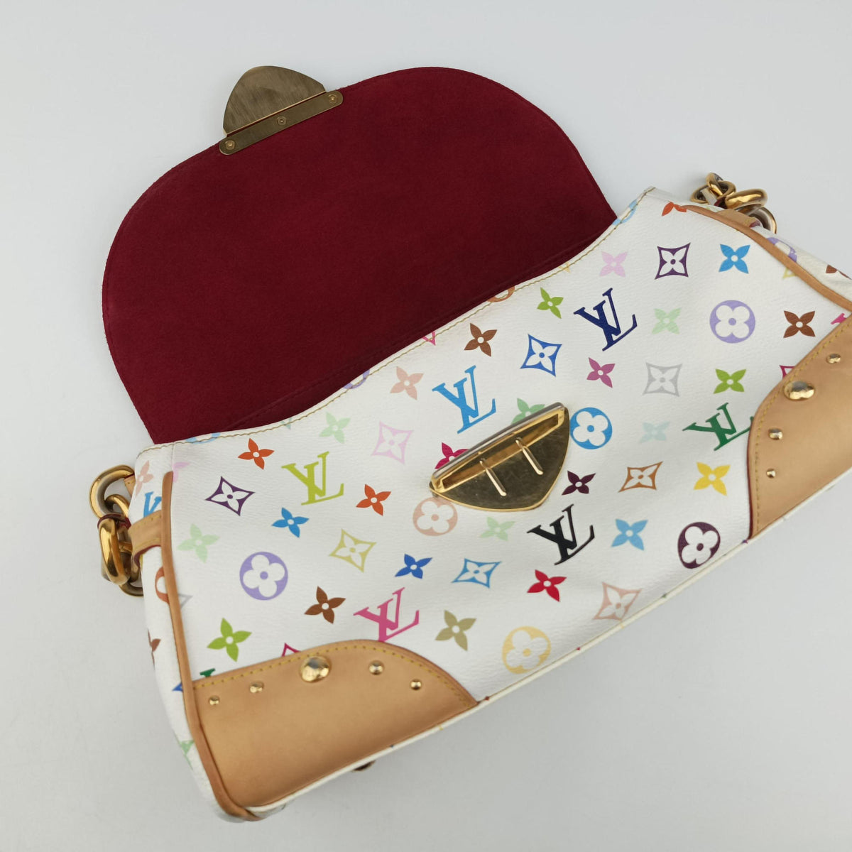 Pre-owned Louis Vuitton BEVERLY MM White Monogram Multicolor M40203 shoulderbag | stylenewstar