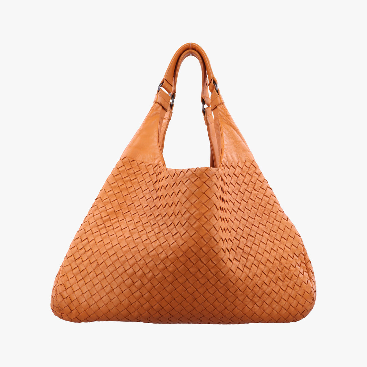 Pre-owned Bottega Veneta CAMPANA Intrecciato Orange lambskin  handbag | stylenewstar