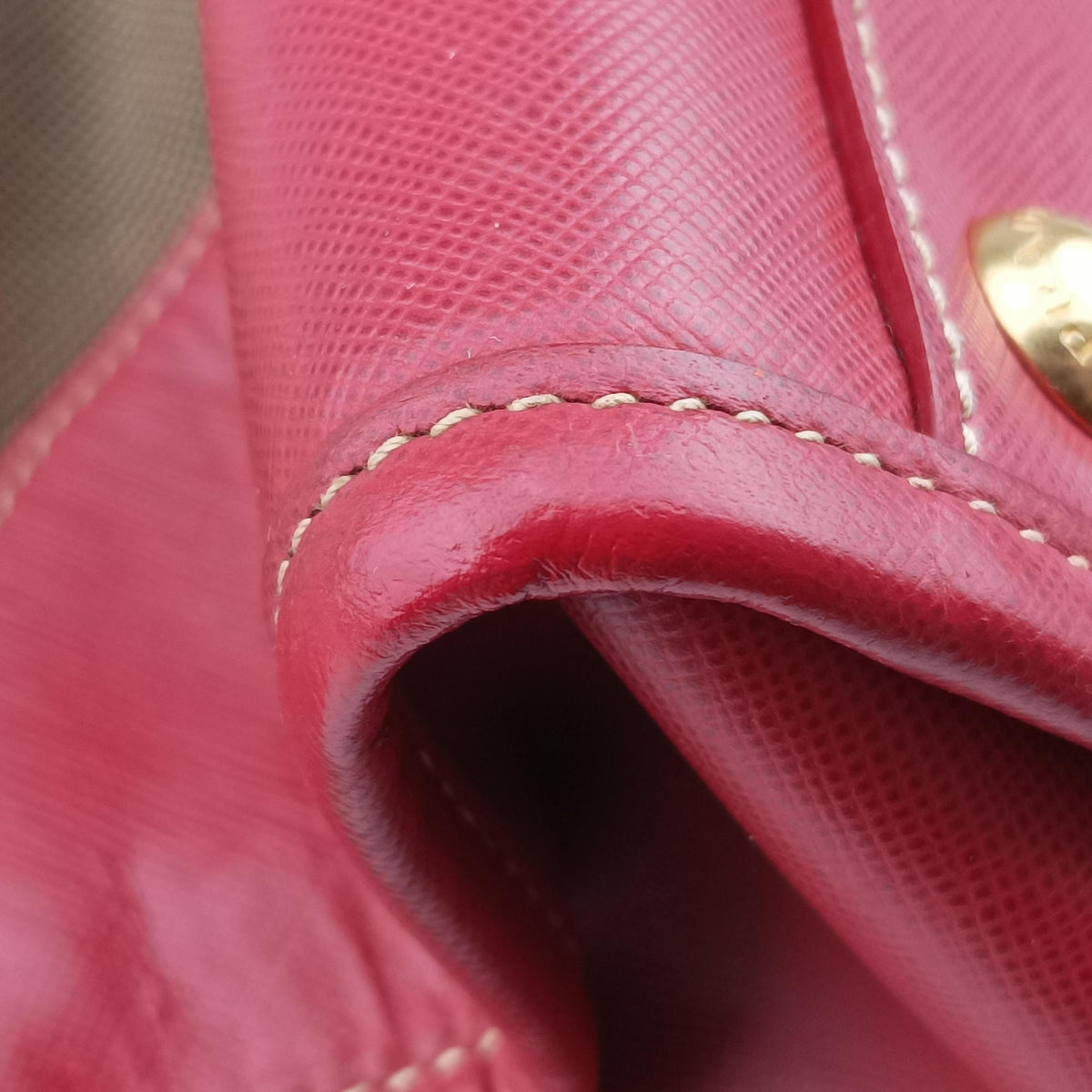 Vintage Prada logo jacquard khaki×red Canvas × SAFFIANO Leather  shoulderbag | stylenewstar