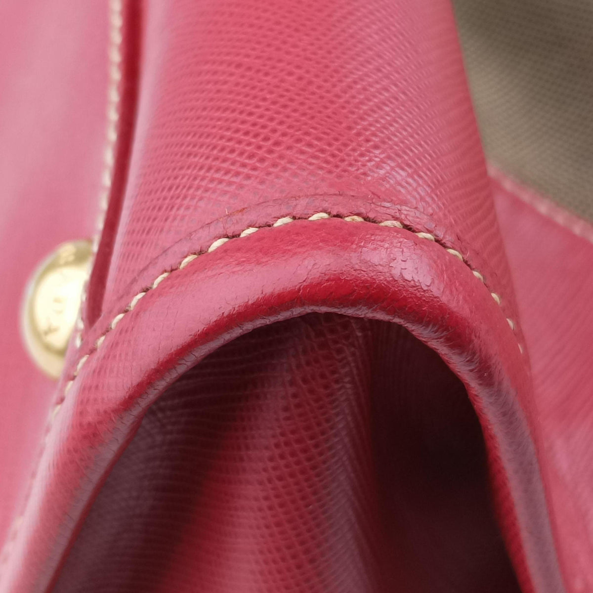 Vintage Prada logo jacquard khaki×red Canvas × SAFFIANO Leather  shoulderbag | stylenewstar
