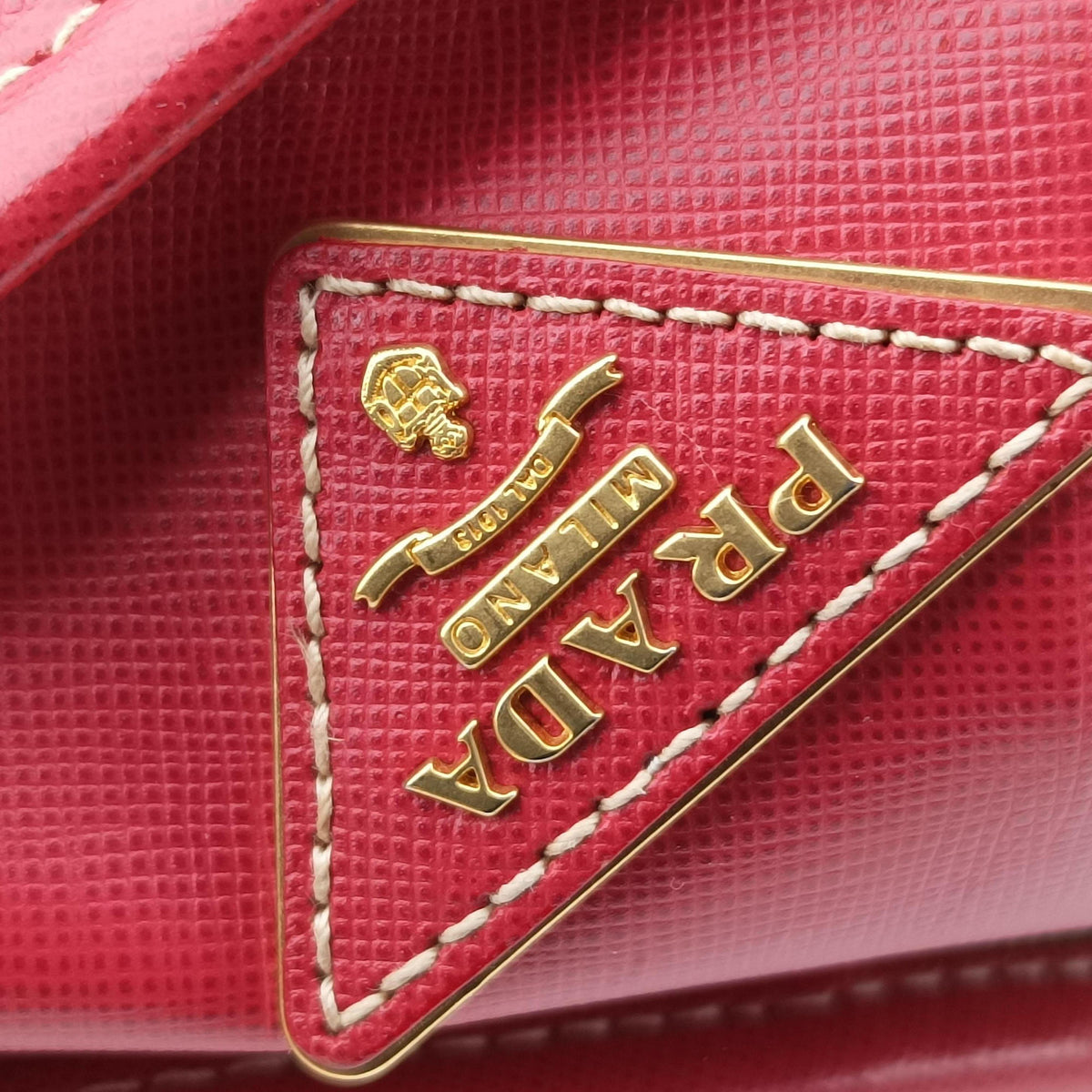 Vintage Prada logo jacquard khaki×red Canvas × SAFFIANO Leather  shoulderbag | stylenewstar