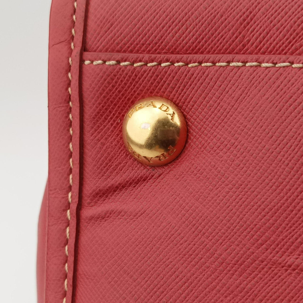 Vintage Prada logo jacquard khaki×red Canvas × SAFFIANO Leather  shoulderbag | stylenewstar