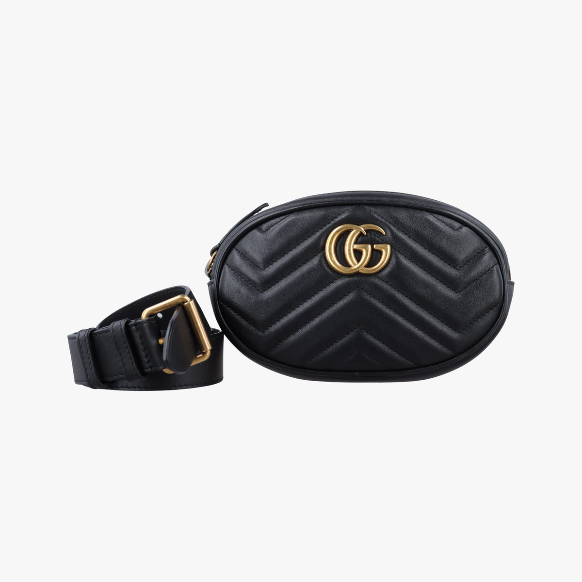 Vintage Gucci GG Marmont Black Leather 476434 bum bag/waist bag | stylenewstar
