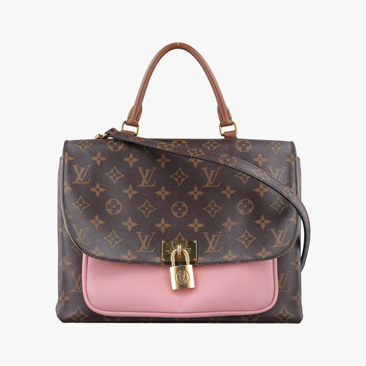 Vintage Louis Vuitton MARIGNAN brown×Rose Poodle Monogram Canvas×calf leather M43960 shoulderbag | stylenewstar