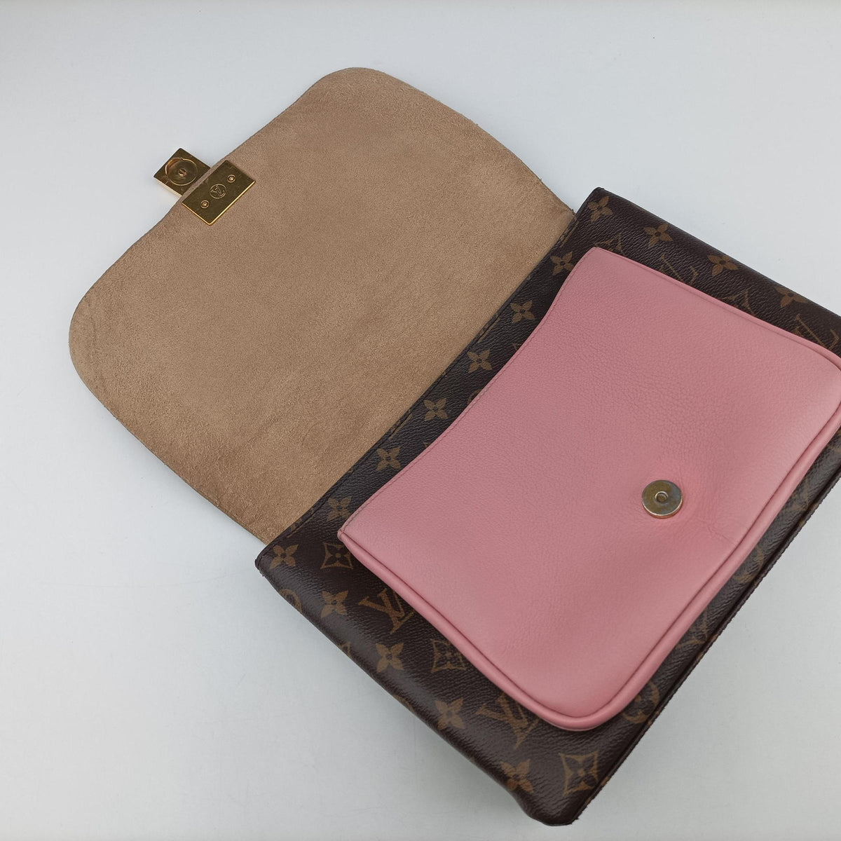 Vintage Louis Vuitton MARIGNAN brown×Rose Poodle Monogram Canvas×calf leather M43960 shoulderbag | stylenewstar