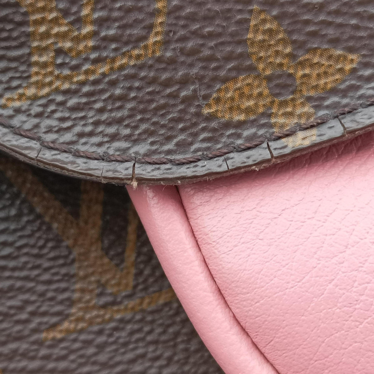 Vintage Louis Vuitton MARIGNAN brown×Rose Poodle Monogram Canvas×calf leather M43960 shoulderbag | stylenewstar