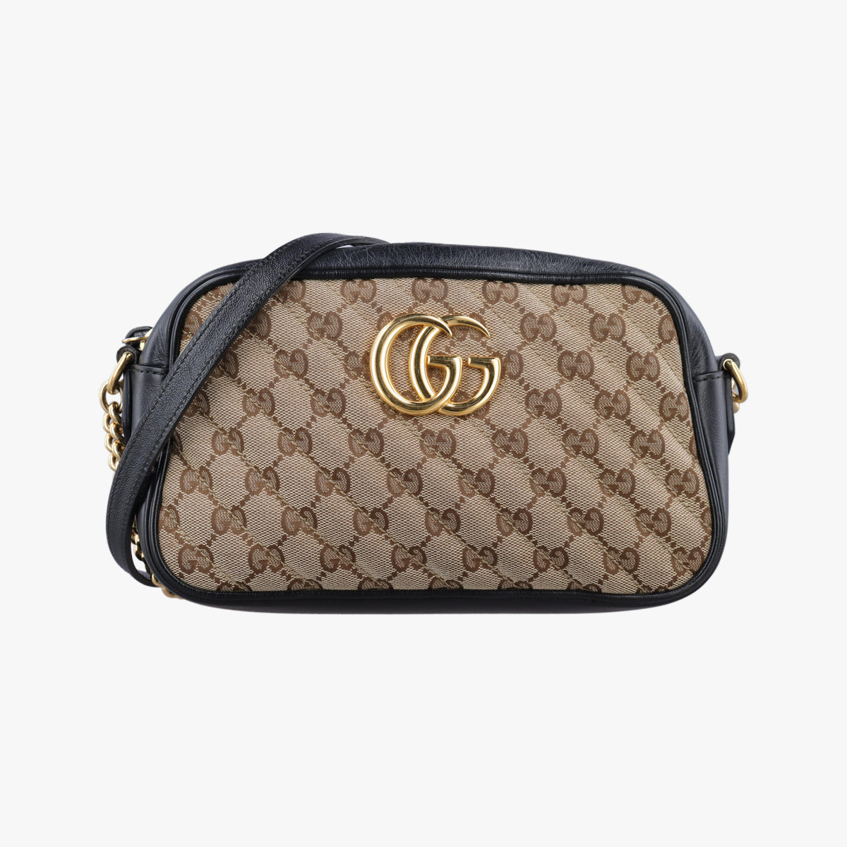 Secondhand Gucci GG Marmont Black×beige Canvas×Leather 447632 shoulderbag | stylenewstar