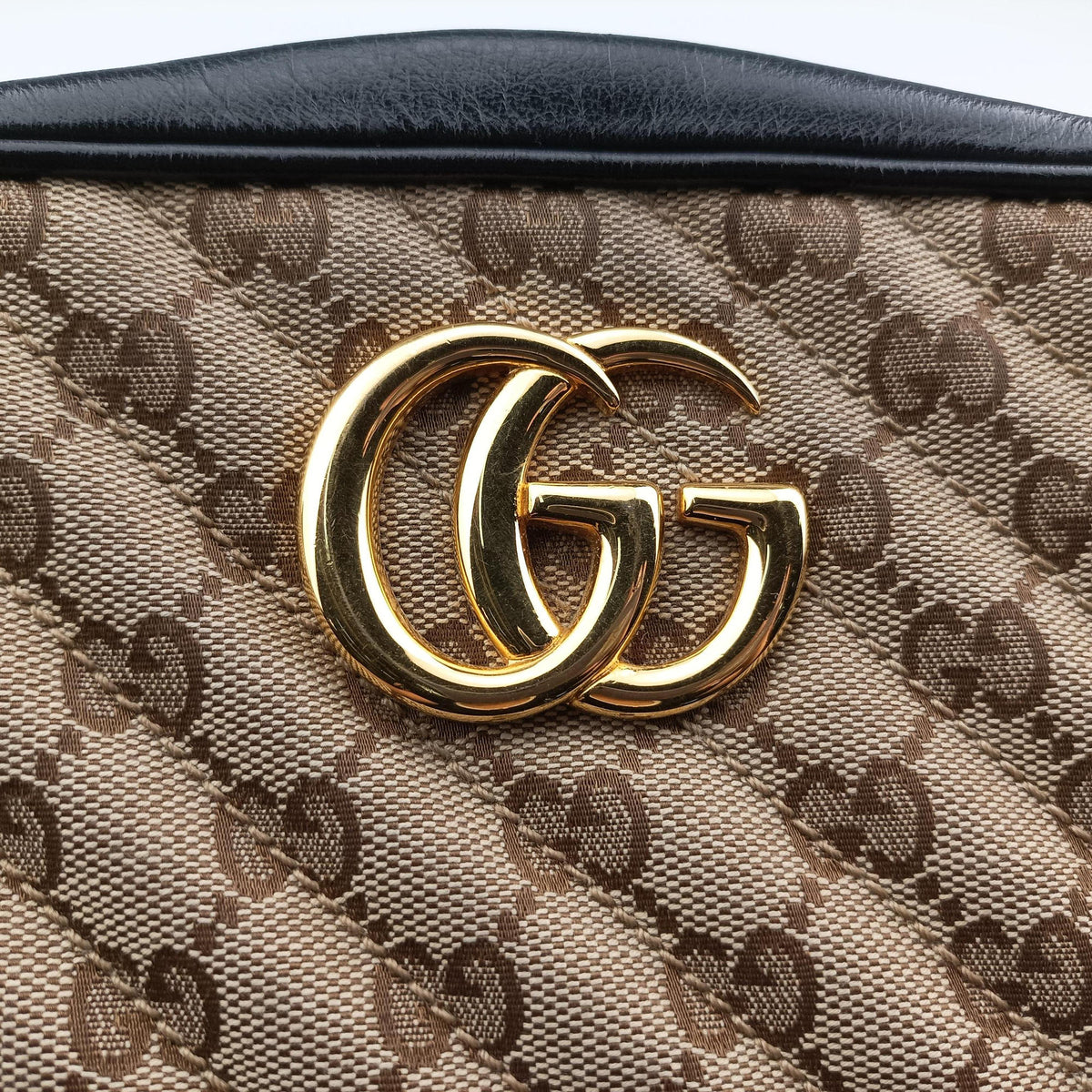Secondhand Gucci GG Marmont Black×beige Canvas×Leather 447632 shoulderbag | stylenewstar