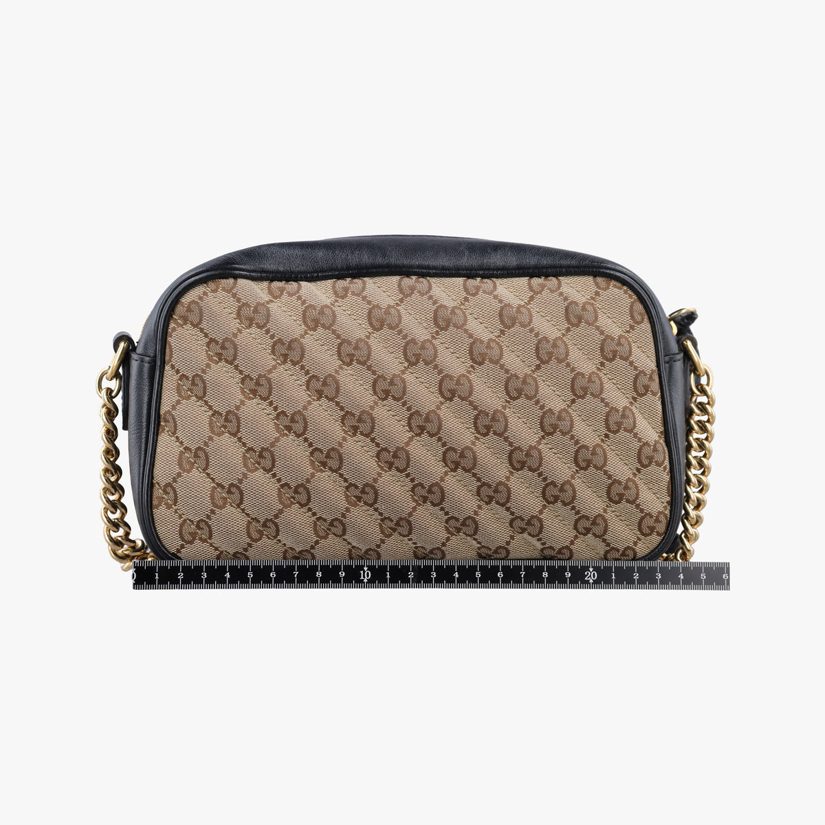 Secondhand Gucci GG Marmont Black×beige Canvas×Leather 447632 shoulderbag | stylenewstar