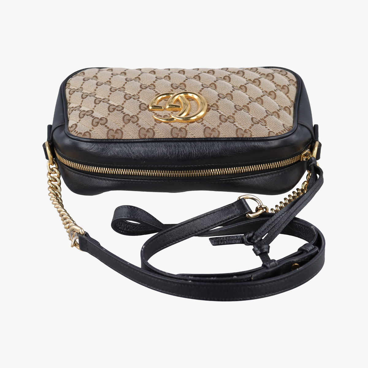 Secondhand Gucci GG Marmont Black×beige Canvas×Leather 447632 shoulderbag | stylenewstar