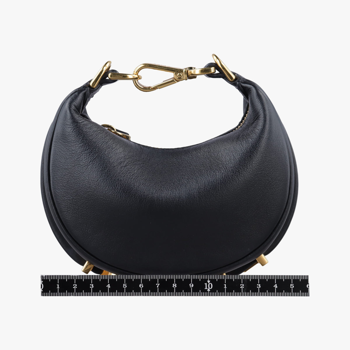 Pre-owned Fendi Nano Fendigraphy Black Leather 7AS089 handbag | stylenewstar