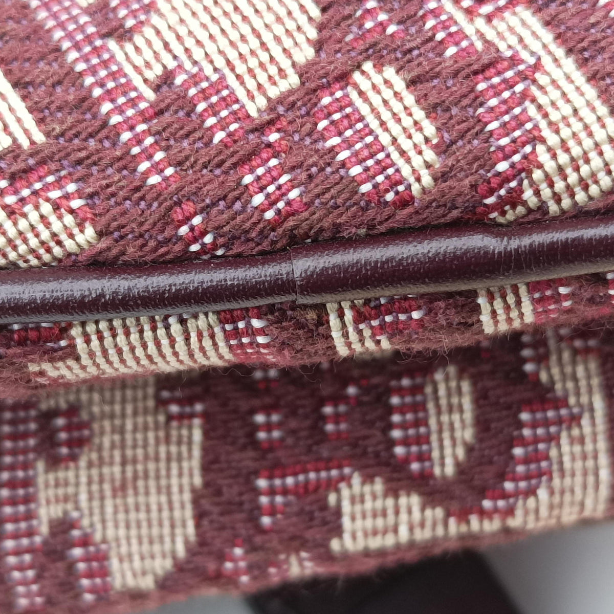 Pre-owned Christian Dior Saddle Burgundy jacquard × leather  handbag | stylenewstar