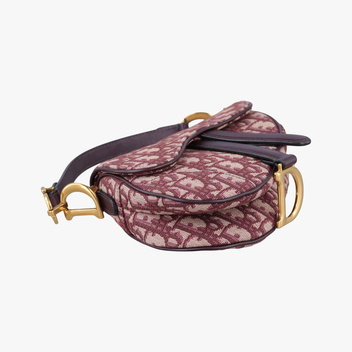 Pre-owned Christian Dior Saddle Burgundy jacquard × leather  handbag | stylenewstar