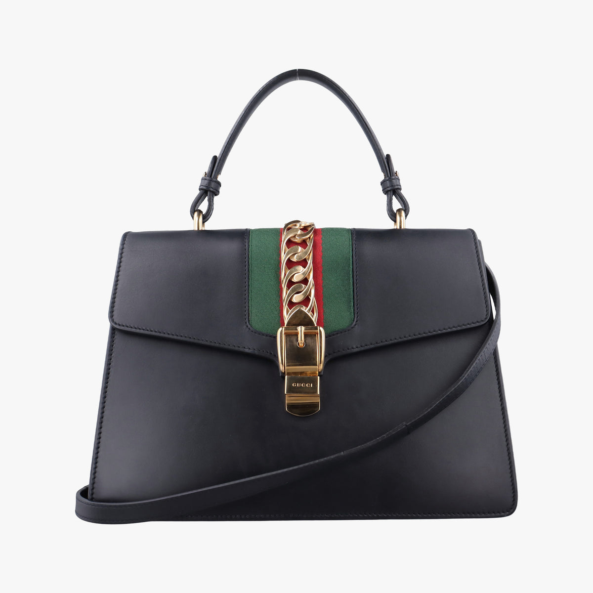 Pre-owned Gucci Sylvie Black Leather 431665 shoulderbag | stylenewstar