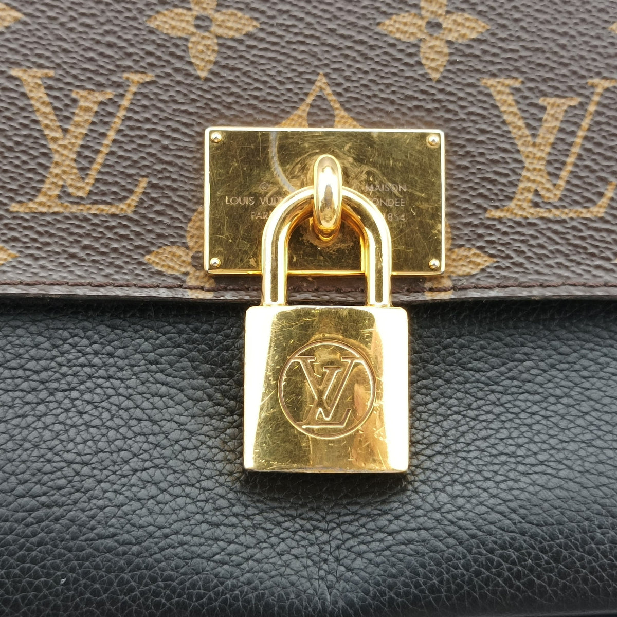 Secondhand Louis Vuitton MARIGNAN brown×black Monogram Canvas×calf leather M44259 shoulderbag | stylenewstar