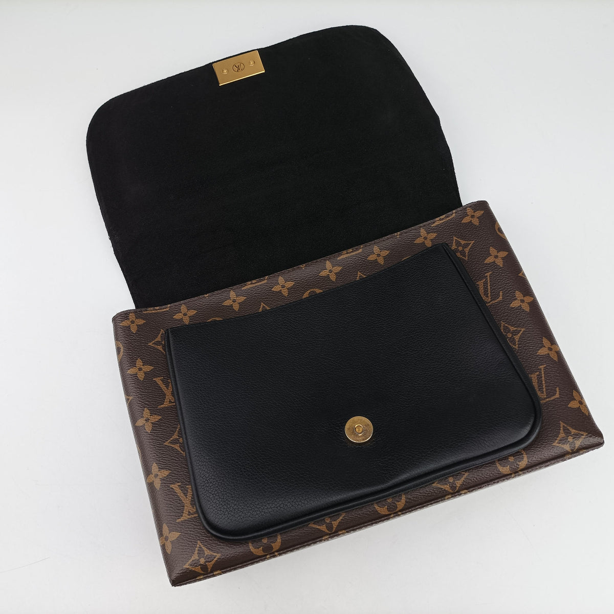 Secondhand Louis Vuitton MARIGNAN brown×black Monogram Canvas×calf leather M44259 shoulderbag | stylenewstar