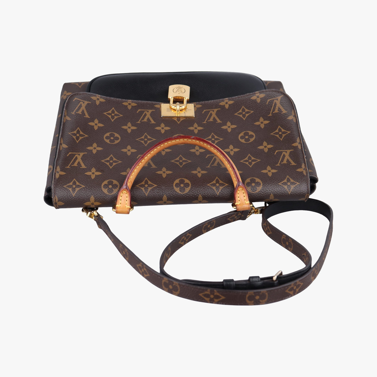 Secondhand Louis Vuitton MARIGNAN brown×black Monogram Canvas×calf leather M44259 shoulderbag | stylenewstar
