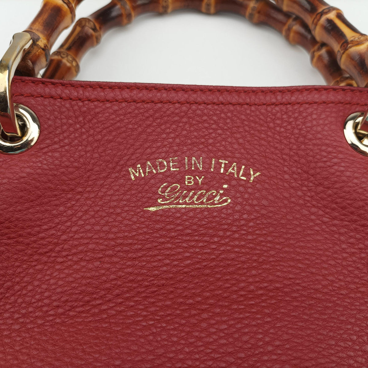 Pre-owned Gucci Bamboo Shopper Tote Red Leather 323663 shoulderbag | stylenewstar