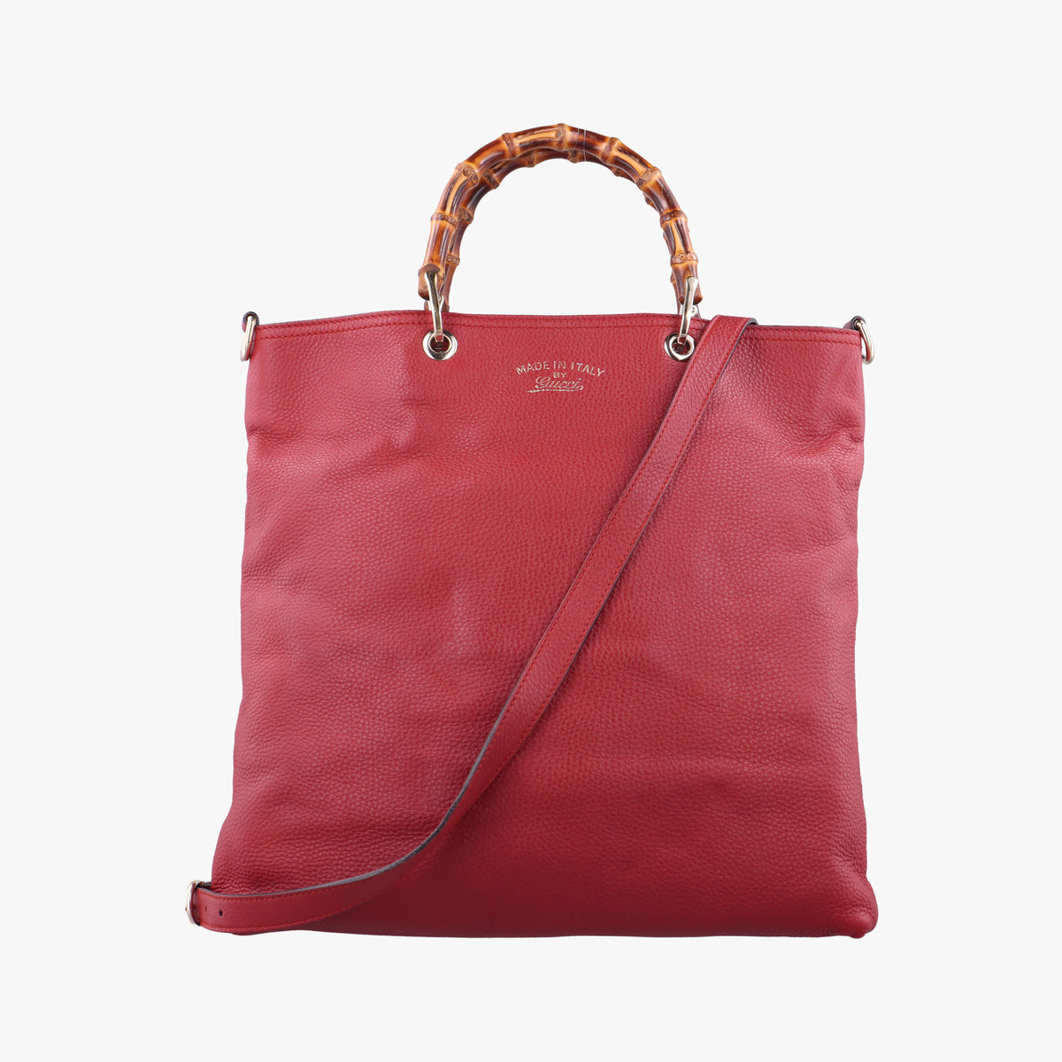 Pre-owned Gucci Bamboo Shopper Tote Red Leather 323663 shoulderbag | stylenewstar