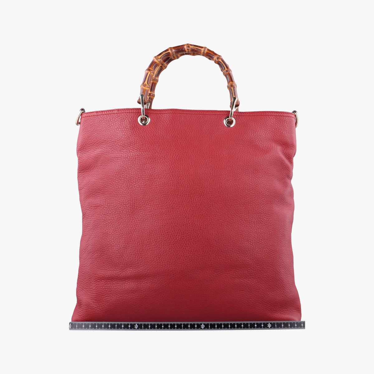 Pre-owned Gucci Bamboo Shopper Tote Red Leather 323663 shoulderbag | stylenewstar