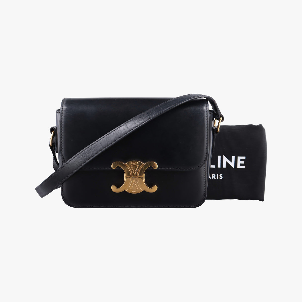 Secondhand Celine Teen Triomphe Black Leather  shoulderbag | stylenewstar