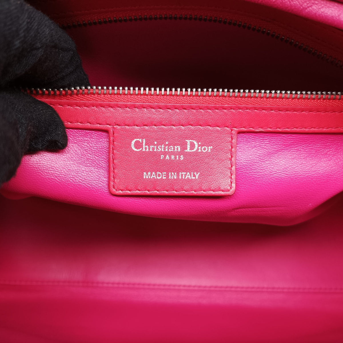 Pre-owned Christian Dior Lady Dior Orange×Pink lambskin  shoulderbag | stylenewstar