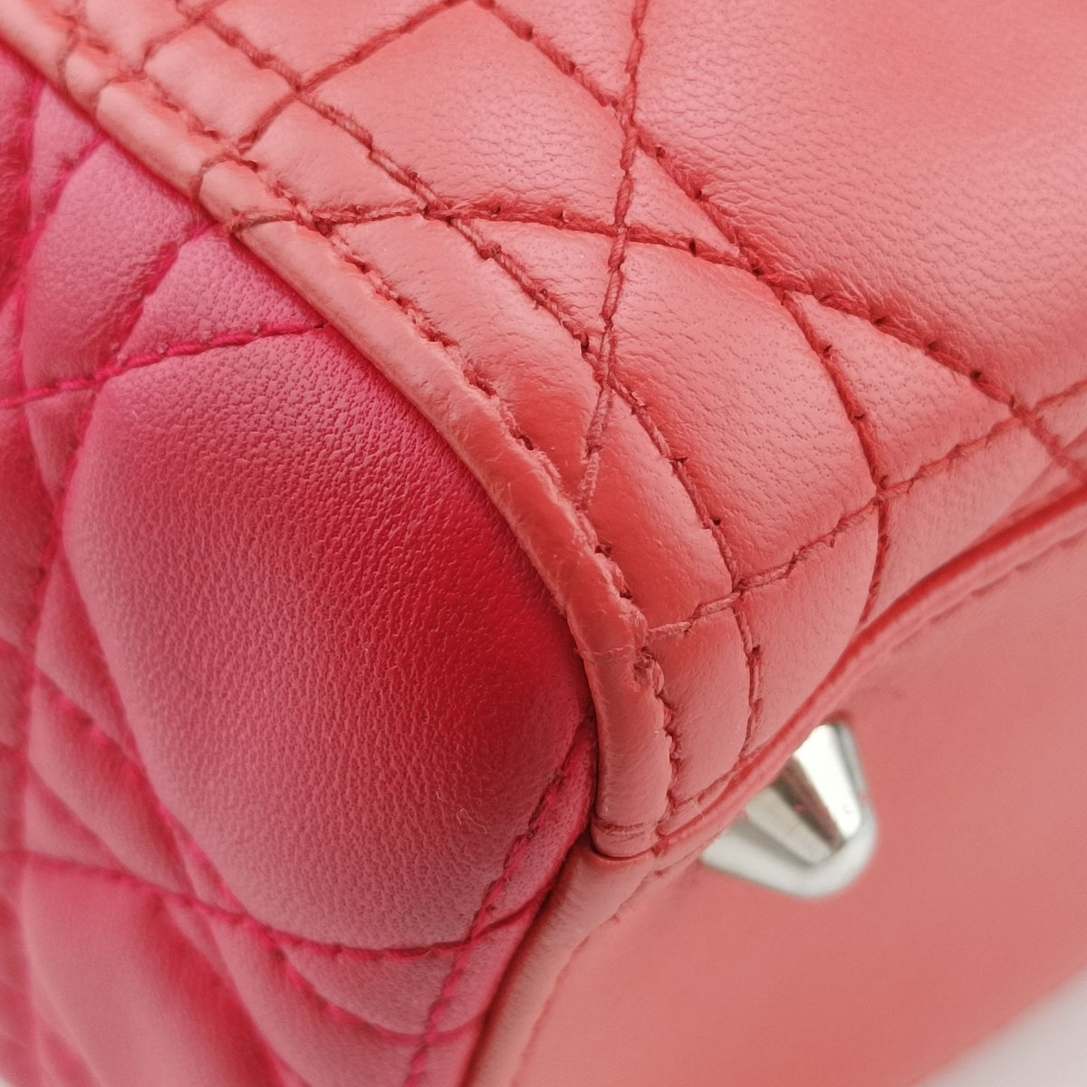 Pre-owned Christian Dior Lady Dior Orange×Pink lambskin  shoulderbag | stylenewstar