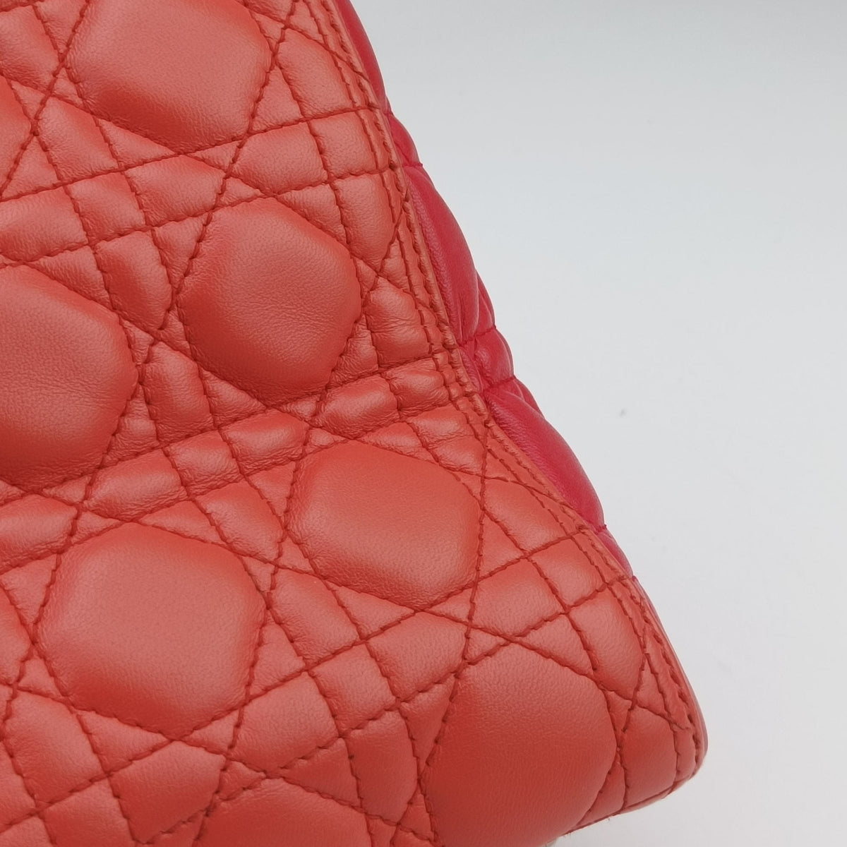 Pre-owned Christian Dior Lady Dior Orange×Pink lambskin  shoulderbag | stylenewstar
