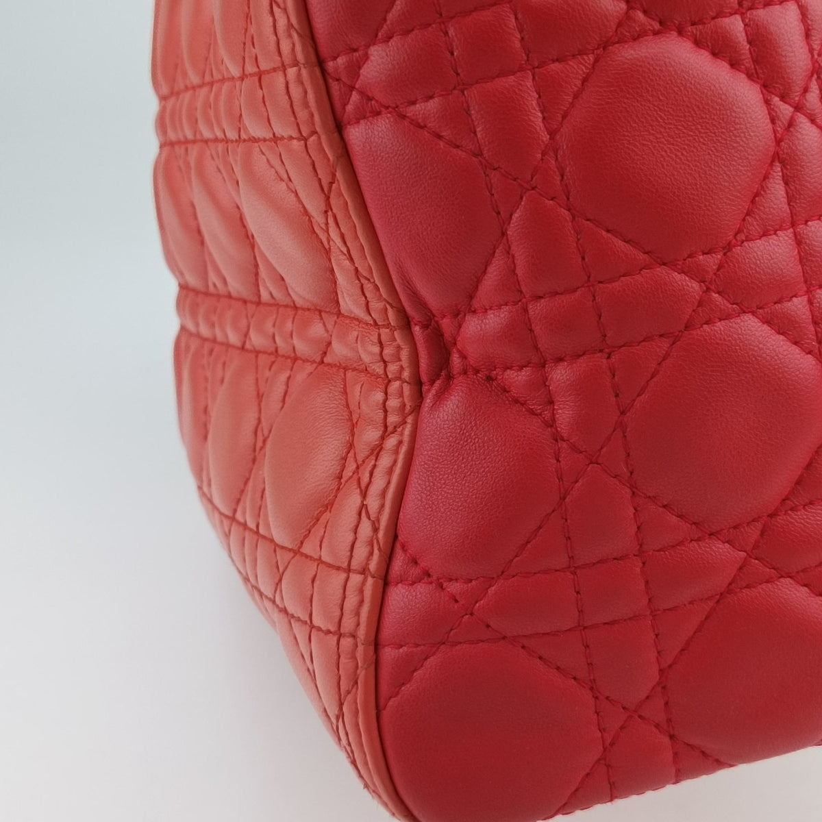 Pre-owned Christian Dior Lady Dior Orange×Pink lambskin  shoulderbag | stylenewstar