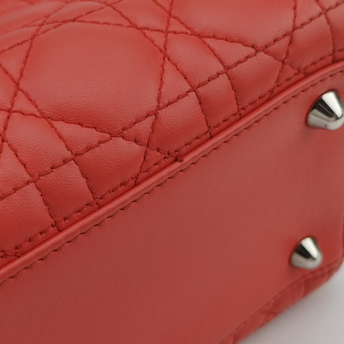 Pre-owned Christian Dior Lady Dior Orange×Pink lambskin  shoulderbag | stylenewstar