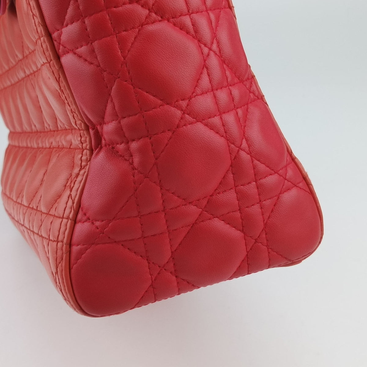 Pre-owned Christian Dior Lady Dior Orange×Pink lambskin  shoulderbag | stylenewstar