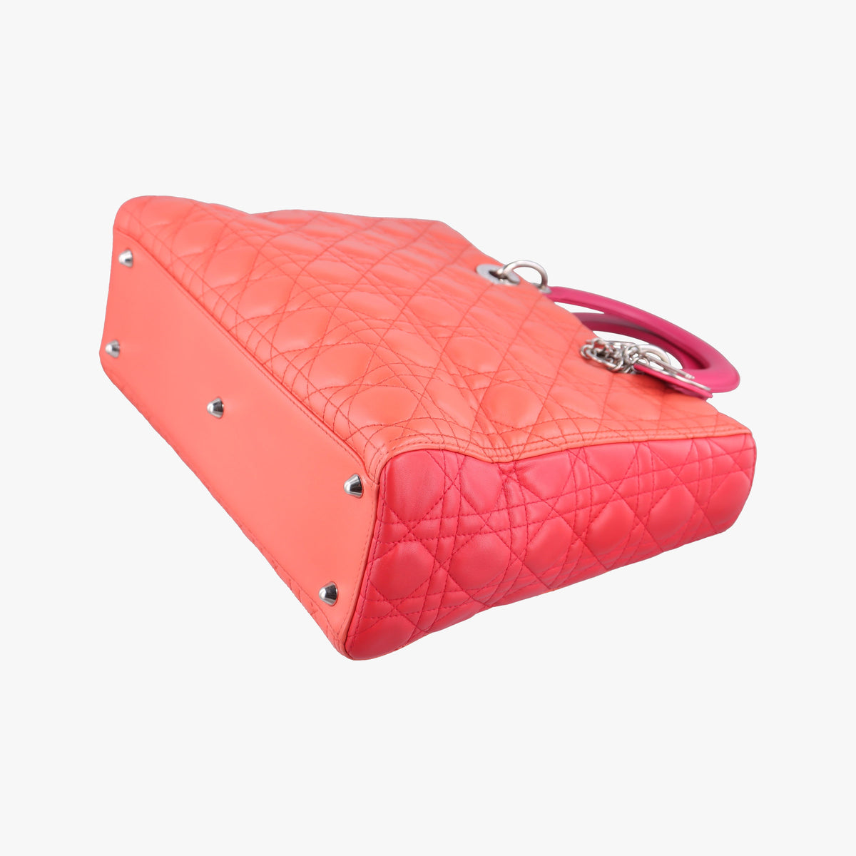 Pre-owned Christian Dior Lady Dior Orange×Pink lambskin  shoulderbag | stylenewstar