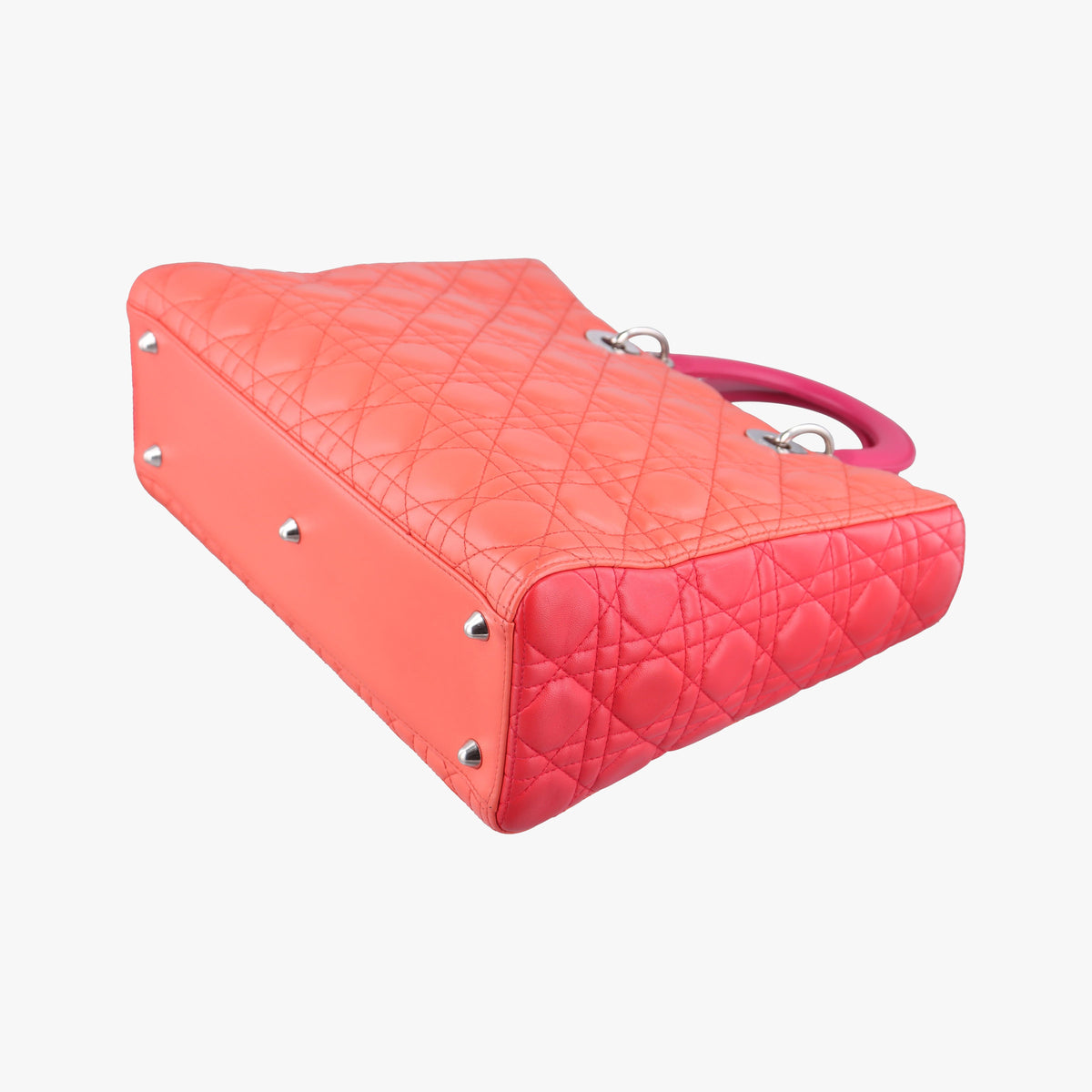 Pre-owned Christian Dior Lady Dior Orange×Pink lambskin  shoulderbag | stylenewstar
