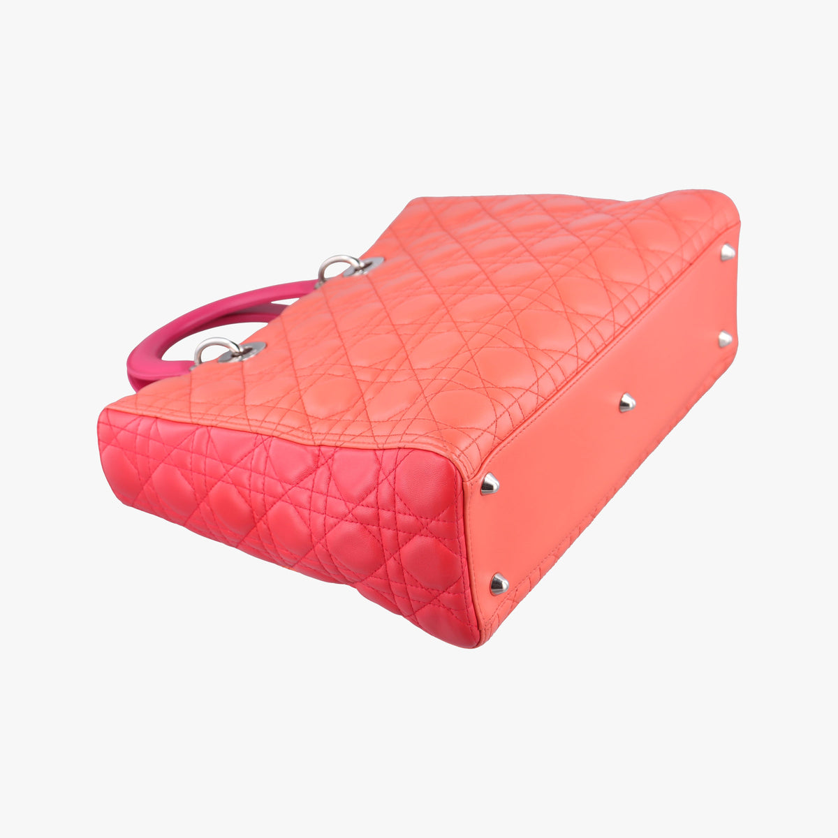 Pre-owned Christian Dior Lady Dior Orange×Pink lambskin  shoulderbag | stylenewstar