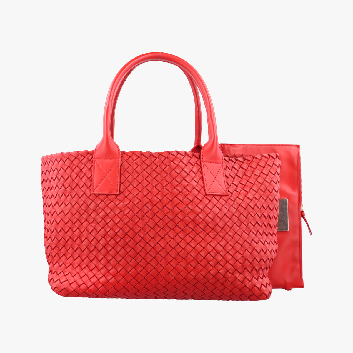 Pre-owned Bottega Veneta Cabat intrecciato Red lambskin  handbag | stylenewstar