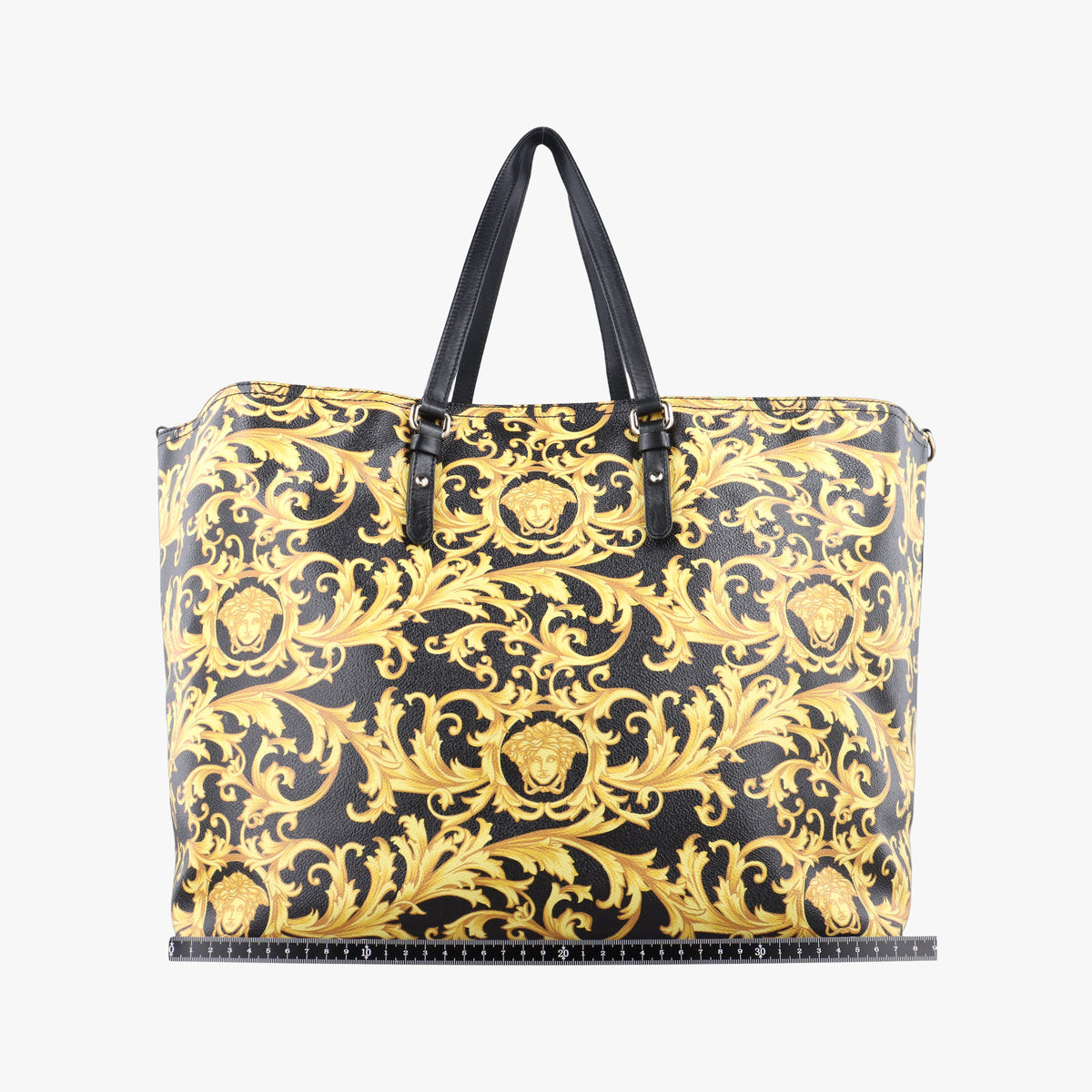 Pre-owned VERSACE Barocco Print Black×Yellow Leather  shoulderbag | stylenewstar